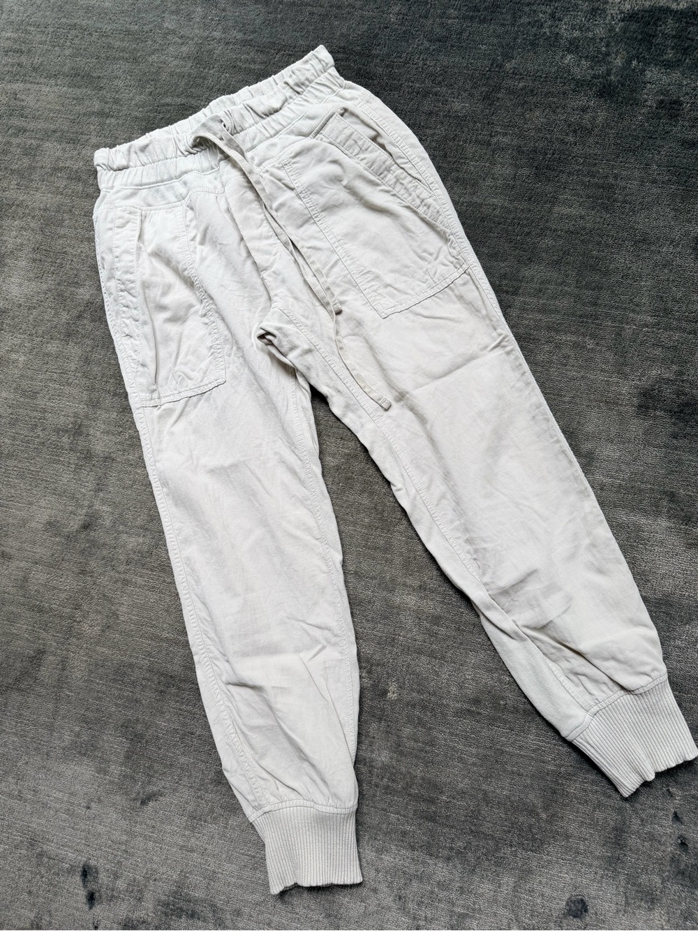 Beige Women Drawstring Jogger Pants